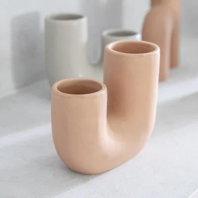 Dunelm Hexworth Ceramic Vase Beige