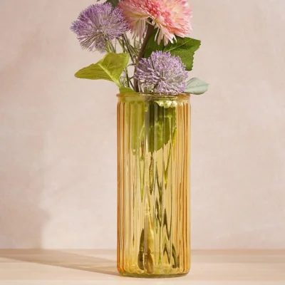 Dunelm Hestia Cylindrical Ribbed Glass Vase
