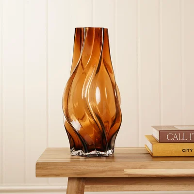 Dunelm Hestia Amber Swirl Glass Vase