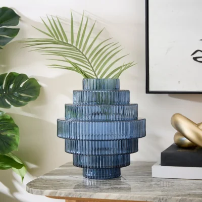 Dunelm Ribbed Stepped Glass Vase