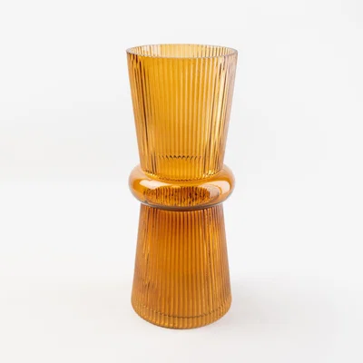 Dunelm Tall Glass Amber Vase 24cm Orange