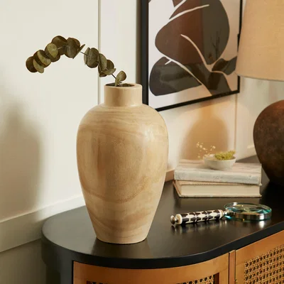 Dunelm Tall Wooden 30cm Vase Natural