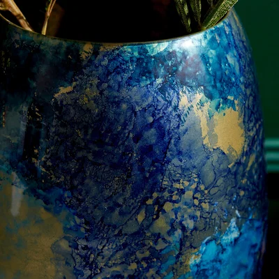 Dunelm Glass Marble Effect Vase Blue