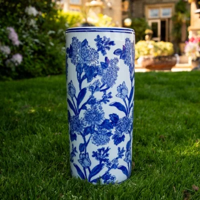Dunelm Blue & White Floral Patterned Ceramic Vase