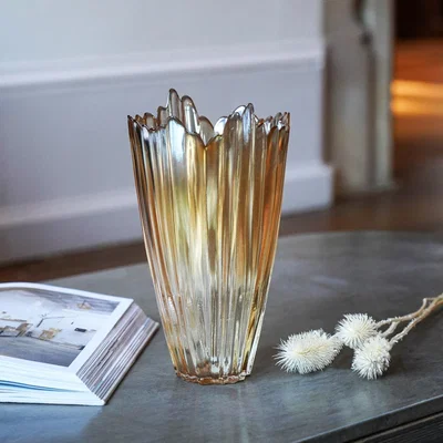 Dunelm Rippled Glass Vase Amber