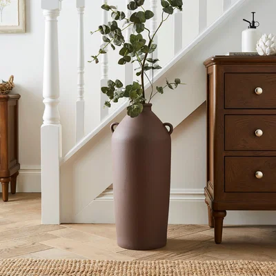 Dunelm Tall Stone Bottle Vase with Handles Bitter Chocolate (Brown)