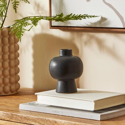Dunelm Black 10cm Vase Black