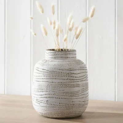 Dunelm Alina White Stoneware Dot Vase
