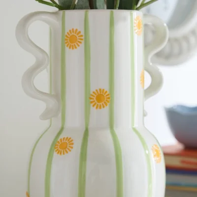 Dunelm Sunshine Striped Ceramic Vase with Handles
