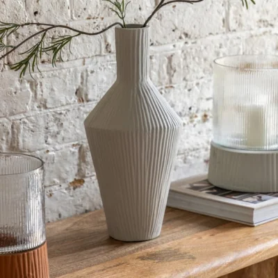 Dunelm Cedar & Sage Zahara Ribbed Cast Aluminium Vase