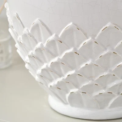 Dunelm Willow White Leaf Detail Stoneware Vase