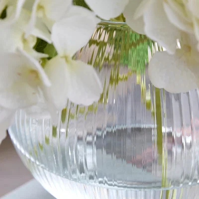 Dunelm Clear Small Ribbed Glass Fishbowl Vase