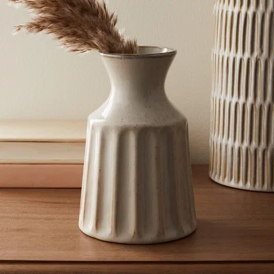 Dunelm Concave Vase Cream 17cm Cream