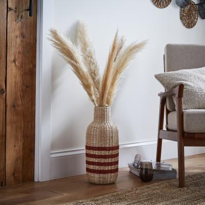 Dunelm Red Striped Straw Vase Red/Brown