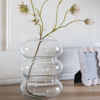 Dunelm Fulney Tall Bubbled Glass Vase Clear