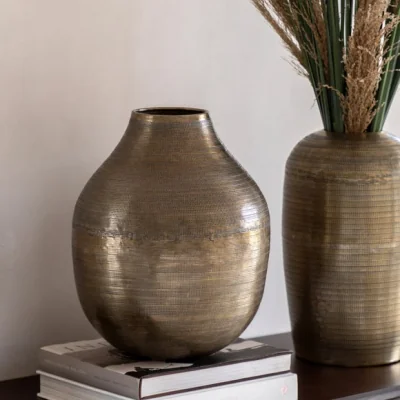 Dunelm Cedar & Sage Zahara Hammered Aluminium Antique Vase