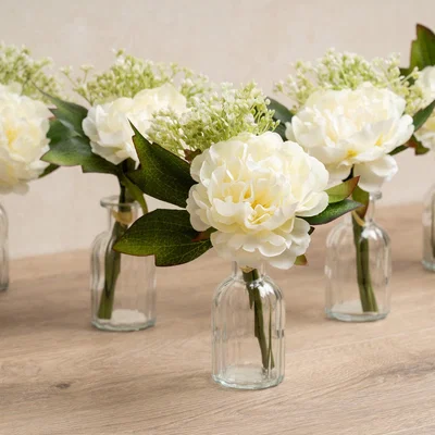 Dunelm Set of 6 Artificial Posies in Glass Vases