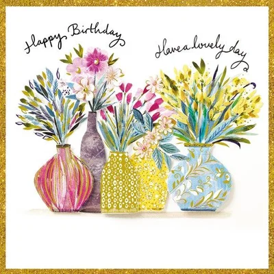 Dunelm Floral Vases Birthday Card