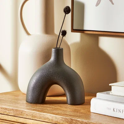 Dunelm Ceramic Black Vase Black