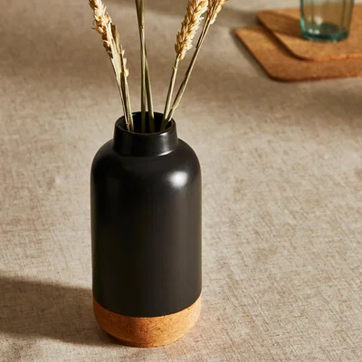 Dunelm Cork Ceramic Vase 20cm Black Black
