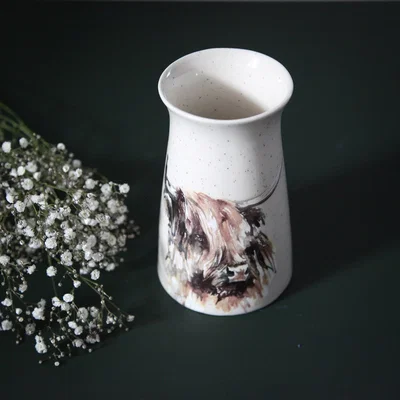 Dunelm Meg Hawkins Ceramic Highland Cow Vase White