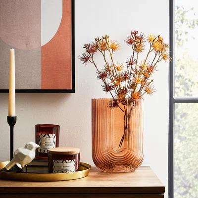 Dunelm Ribbed U-Shape Vase Butterscotch (Orange)