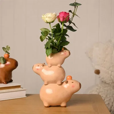 Dunelm The Feel Good Club Capybara Stack Ceramic Vase