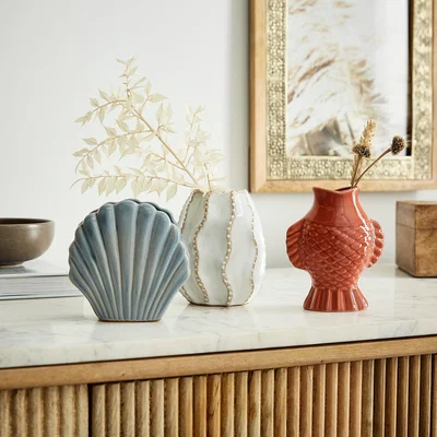 Dunelm Oceanscape Set of 3 Ceramic Bud Vases