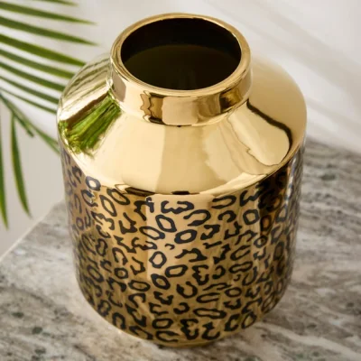Dunelm Gold Leopard Print Vase