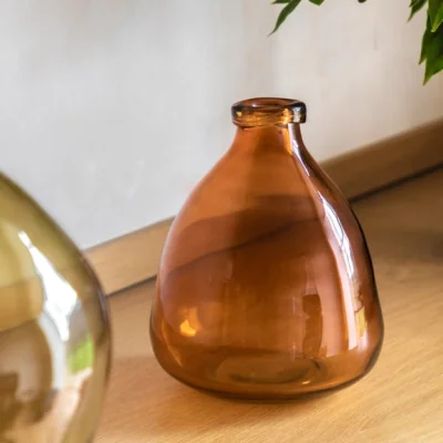 Dunelm Cedar & Sage Soria Hand blown Glass Amber Vase