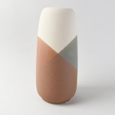 Dunelm Large Dip Glazed Vase Red, Grey and White