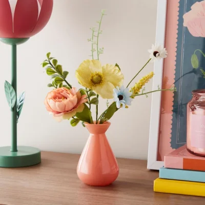 Dunelm Artificial Florals in Peach Vase