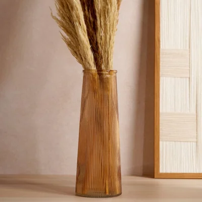 Dunelm Hestia Tall Ribbed Glass Vase