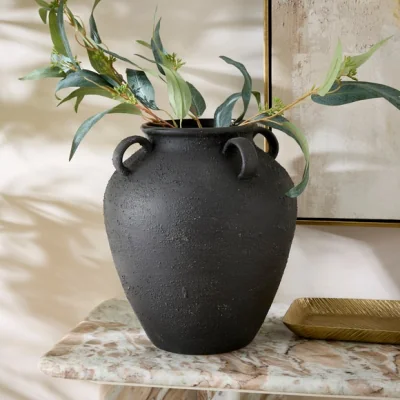 Dunelm Large Black Textured Urn Vase