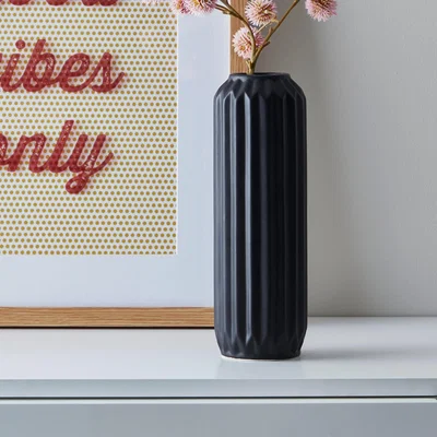 Dunelm Fluted Vase 14cm Pacific Blue