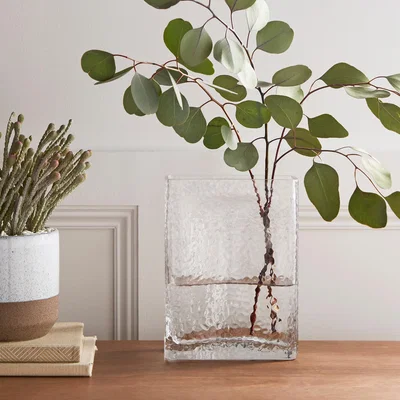 Dunelm Bubble Rectangular Glass Vase Clear