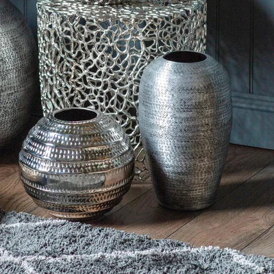 Dunelm Birch Vase Pewter Antique Silver