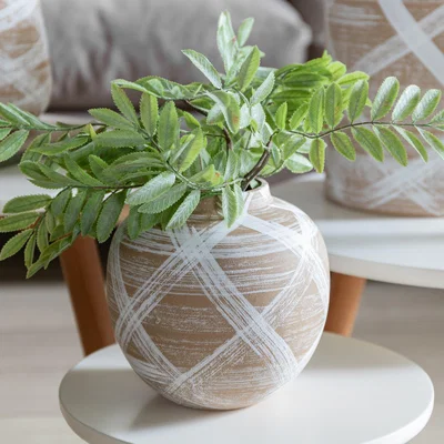 Dunelm Hurne Small Reactive Striped Stoneware Vase Brown