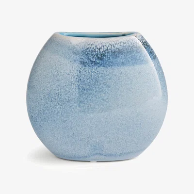 Dunelm Reactive Glaze Ceramic Flat Vase Blue