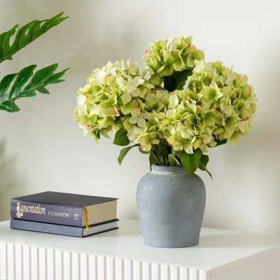 Dunelm Artificial Hydrangeas in Grey Vase