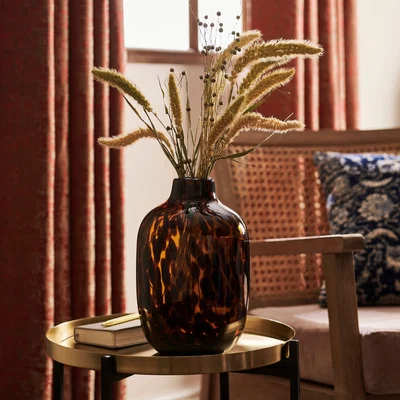 Dunelm Luxe Travel Tortoiseshell Glass Vase 26cm Brown