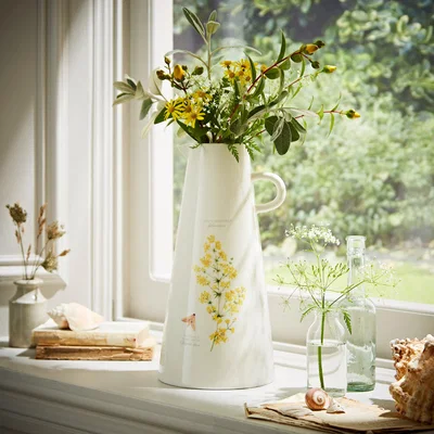 Dunelm Lady's Bedstraw Ceramic Tall Vase 30cm MultiColoured