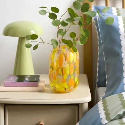 Dunelm Yellow Confetti Glass Vase