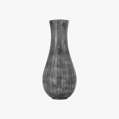 Dunelm Clopton Large Antique Grey Metal Flutted Vase Grey