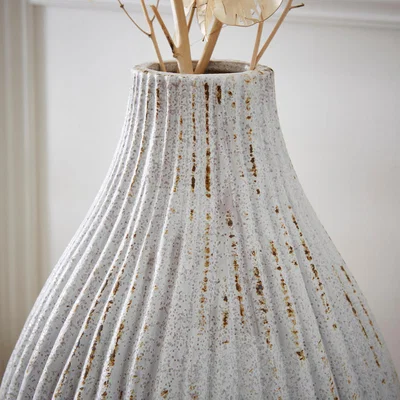 Dunelm Ribbed Stone Bottle Vase Concrete Effect