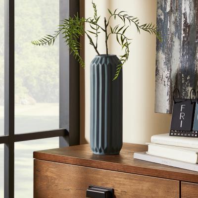 Dunelm Fluted Vase 25cm Pacific Blue