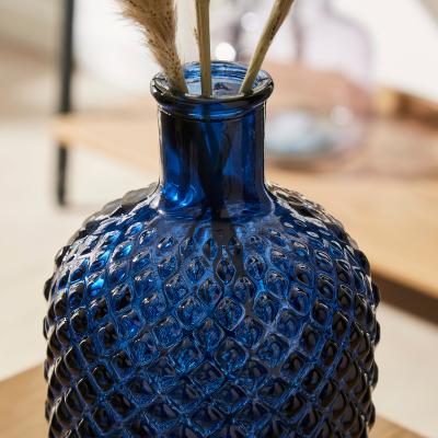 Dunelm Retro Diamond Bottle Vase 22cm Navy (Blue)