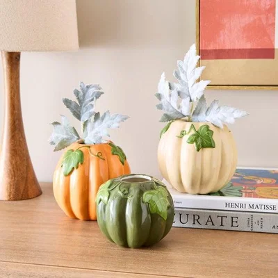 Dunelm Set of 3 Ceramic Pumpkin Bud Vases