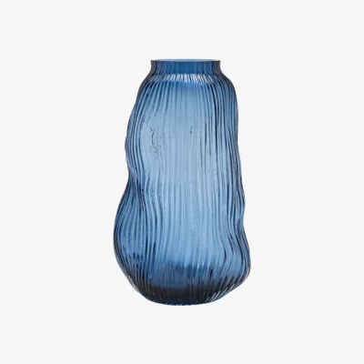 Dunelm Hestia Blue Ridged Textured Glass Vase