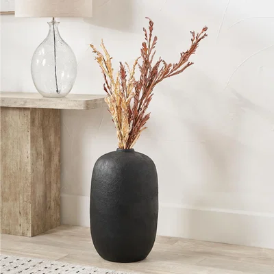 Dunelm Tall Black Fibrestone Decorative Vase